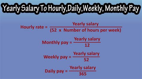 Hourly Rate = Yearly Salary / ( (Hours per Week / Days per Week) x Work Days per Year)